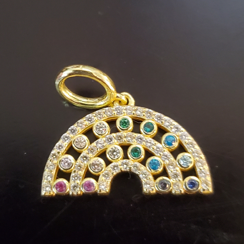 BaubleBar New Gold Rainbow Necklace Charm with Multicolor Gems